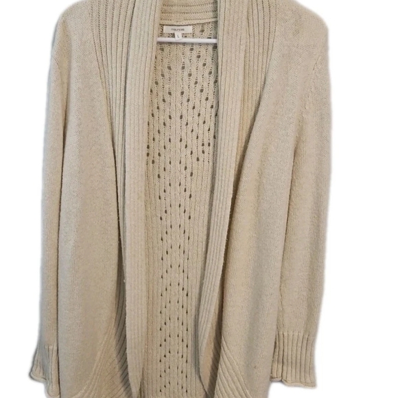 Maurices L Cream Open Front Cardigan Sweater Knit Cottage Retro Y2k Boho - Picture 4 of 14
